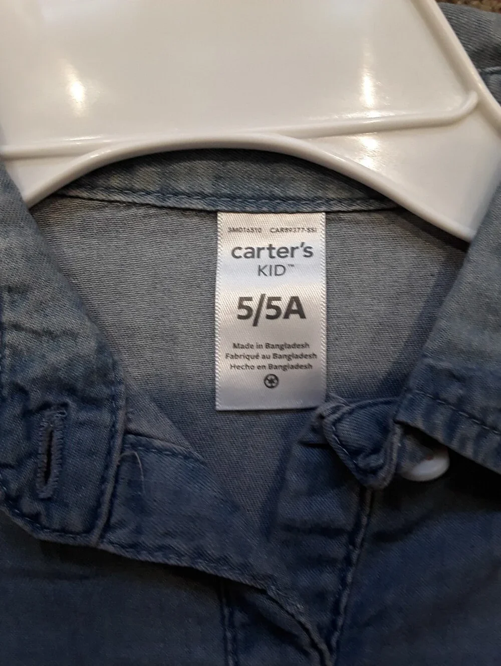 Carters Size 5 Blue Chambray (Soft Denim) Shirt Dress with Waist tie